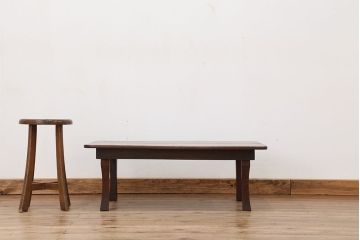 アンティーク家具　古民具・骨董　古い栓材の角ちゃぶ台(テーブル)