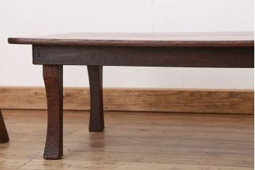 アンティーク家具　古民具・骨董　古い栓材の角ちゃぶ台(テーブル)