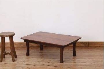 アンティーク家具　古民具・骨董　古い栓材の角ちゃぶ台(テーブル)