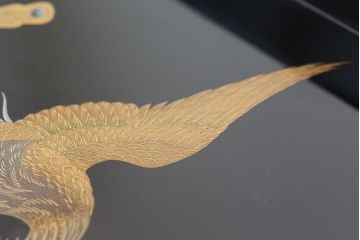アンティーク雑貨　明治〜大正!鳳凰の図・蒔絵の見事な木製高脚お膳5客(漆器)