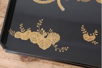 アンティーク雑貨　明治〜大正!鳳凰の図・蒔絵の見事な木製高脚お膳5客(漆器)