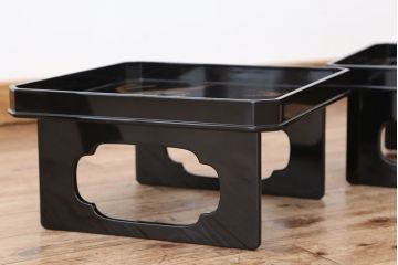 アンティーク雑貨　明治〜大正!鳳凰の図・蒔絵の見事な木製高脚お膳5客(漆器)