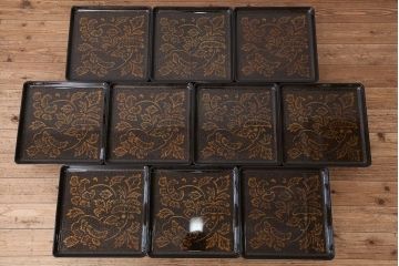 アンティーク雑貨　大正〜昭和初期!輪島塗木製お膳10客(漆器)