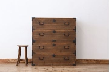 アンティーク家具　☆アンティーク　高級品!上質な作りの総桐二段重ね時代箪笥(桐箪笥、桐たんす)