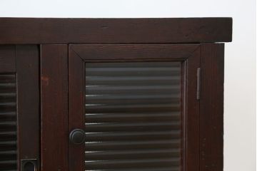 アンティーク家具　アンティーク　古い木のモールガラス収納棚