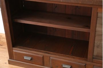 アンティーク家具　アンティーク　大正ロマン!二段重ね収納棚(飾り棚、ガラスケース)