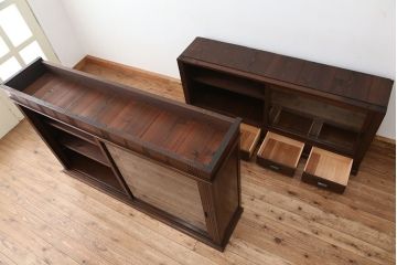 アンティーク家具　アンティーク　大正ロマン!二段重ね収納棚(飾り棚、ガラスケース)