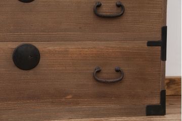 アンティーク家具　☆古民具・骨董　美しい銅総桐材二段重ね時代箪笥?(桐箪笥、桐たんす)
