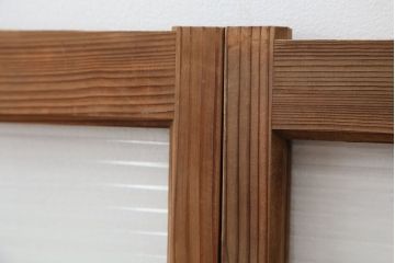 アンティーク雑貨　アンティーク　古い木味の小振りなモールガラス引き戸　2枚セット(ガラス戸、窓)