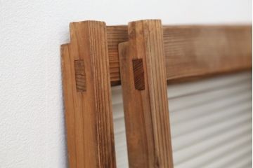 アンティーク雑貨　アンティーク　古い木味の小振りなモールガラス引き戸　2枚セット(ガラス戸、窓)