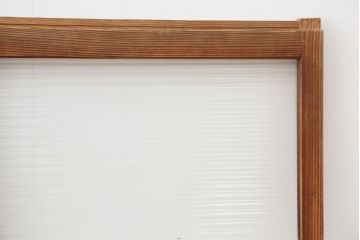 アンティーク雑貨　アンティーク　古い木味の小振りなモールガラス引き戸　2枚セット(ガラス戸、窓)