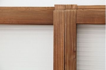 アンティーク雑貨　アンティーク　古い木味の小振りなモールガラス引き戸　2枚セット(ガラス戸、窓)