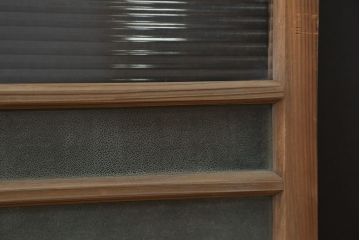 アンティーク　古い木味のモールガラス戸　2枚セット(1)(引き戸、窓)