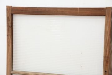 アンティーク　古い木味のモールガラス戸　2枚セット(1)(引き戸、窓)