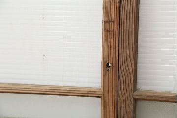 アンティーク　古い木味のモールガラス戸　2枚セット(1)(引き戸、窓)