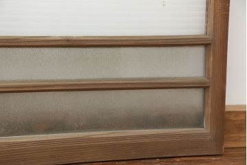 アンティーク　古い木味のモールガラス戸　2枚セット(1)(引き戸、窓)