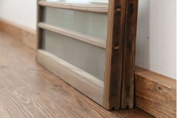 アンティーク　古い木味のモールガラス戸　2枚セット(1)(引き戸、窓)