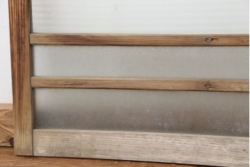 アンティーク　古い木味のモールガラス戸　2枚セット(1)(引き戸、窓)