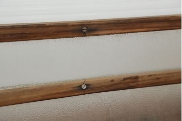 アンティーク　古い木味のモールガラス戸　2枚セット(1)(引き戸、窓)
