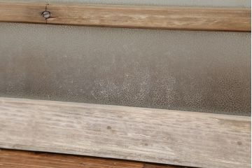 アンティーク　古い木味のモールガラス戸　2枚セット(1)(引き戸、窓)