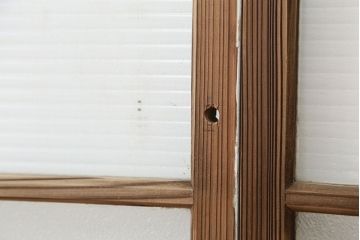 アンティーク　古い木味のモールガラス戸　2枚セット(2)(引き戸、窓)