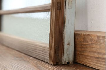 アンティーク　古い木味のモールガラス戸　2枚セット(2)(引き戸、窓)