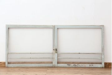アンティーク　古い木味のモールガラス戸　2枚セット(2)(引き戸、窓)