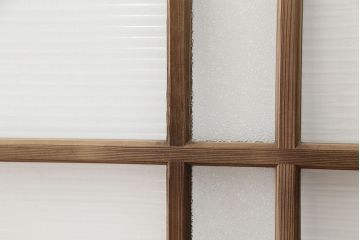 アンティーク　古い木味の大きなガラス戸　2枚セット(引き戸・窓)