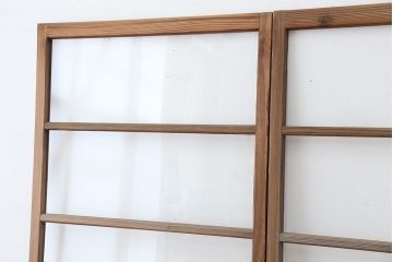 ★アンティーク　古い木味のシンプルなガラス戸　2枚セット(引き戸)