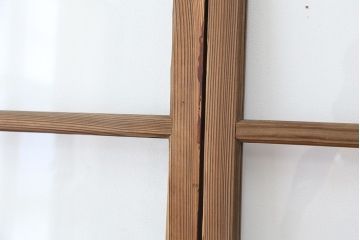 ★アンティーク　古い木味のシンプルなガラス戸　2枚セット(引き戸)