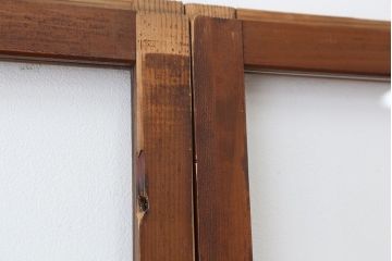 ★アンティーク　古い木味のシンプルなガラス戸　2枚セット(引き戸)