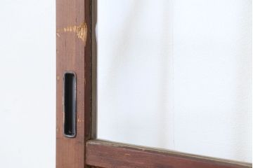 ★アンティーク　古い木味のシンプルなガラス戸　2枚セット(引き戸)