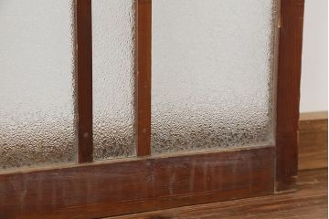 ★アンティーク　古い木味のシンプルなガラス戸　2枚セット(引き戸)