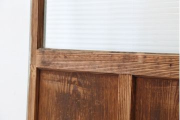 アンティーク　素敵なデザイン!古い木味のペンキの剥げたモールガラスドア1枚(扉)