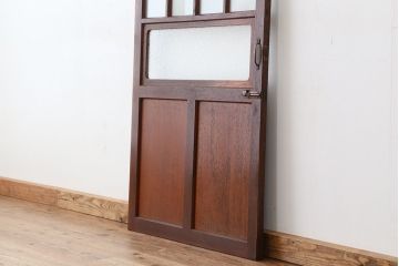 アンティーク　可愛いデザイン!古い木のダイヤガラスドア(扉)　1枚