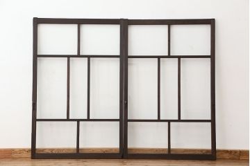 アンティーク　古いお家のシックなガラス戸　2枚セット(窓)
