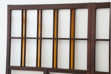 大正ロマン　古いお屋敷の上質な色ガラス引き戸　2枚セット(ガラス戸・建具)