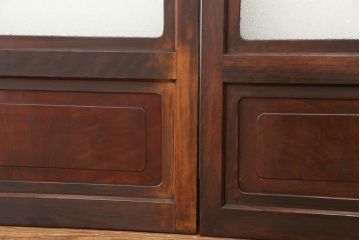 大正ロマン　古いお屋敷の上質な色ガラス引き戸　2枚セット(ガラス戸・建具)