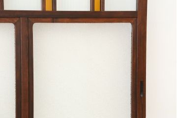大正ロマン　古いお屋敷の上質な色ガラス引き戸　2枚セット(ガラス戸・建具)