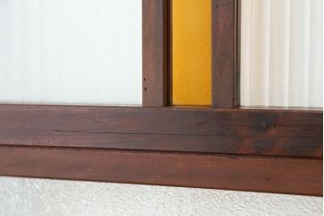 大正ロマン　古いお屋敷の上質な色ガラス引き戸　2枚セット(ガラス戸・建具)