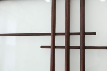 ★アンティーク　素敵なデザイン!古い木の上質なダイヤガラス戸　2枚セット(引き戸、建具)