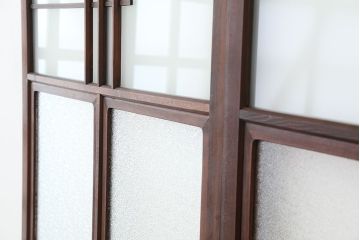 ★アンティーク　素敵なデザイン!古い木の上質なダイヤガラス戸　2枚セット(引き戸、建具)