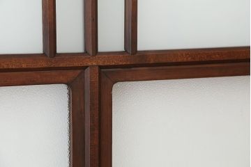 ★アンティーク　素敵なデザイン!古い木の上質なダイヤガラス戸　2枚セット(引き戸、建具)