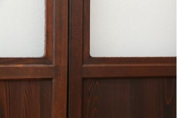 ★アンティーク　素敵なデザイン!古い木の上質なダイヤガラス戸　2枚セット(引き戸、建具)
