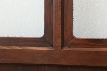 ★アンティーク　素敵なデザイン!古い木の上質なダイヤガラス戸　2枚セット(引き戸、建具)