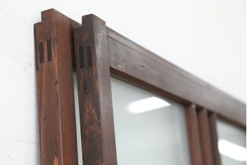 ★アンティーク　素敵なデザイン!古い木の上質なダイヤガラス戸　2枚セット(引き戸、建具)