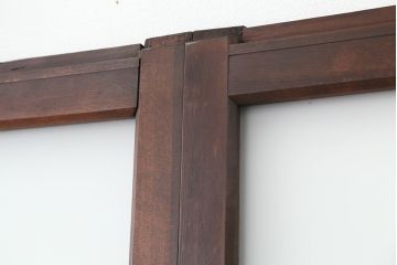 ★アンティーク　素敵なデザイン!古い木の上質なダイヤガラス戸　2枚セット(引き戸、建具)
