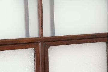 ★アンティーク　素敵なデザイン!古い木の上質なダイヤガラス戸　2枚セット(引き戸、建具)