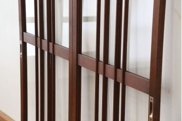 アンティーク　レトロなデザインのガラス戸　2枚セット(引き戸、建具)