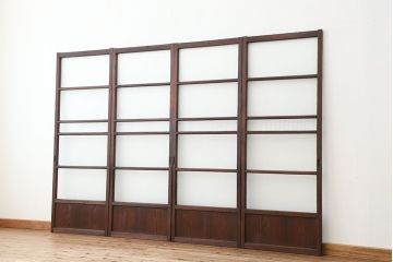 アンティーク　シンプルなダイヤガラス引き戸4枚セット